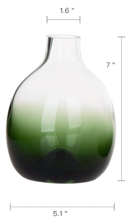 Ombre Green Glass Vase, Various Sizes
