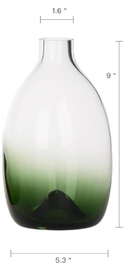 Ombre Green Glass Vase, Various Sizes