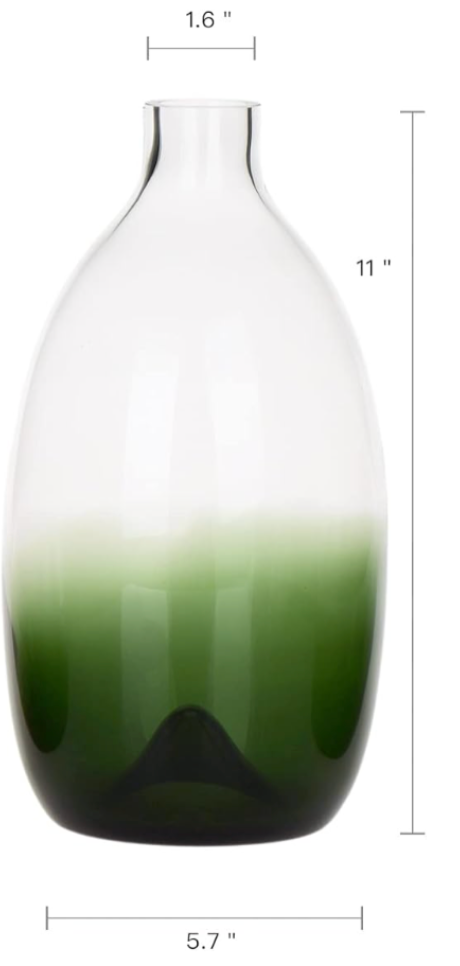 Ombre Green Glass Vase, Various Sizes