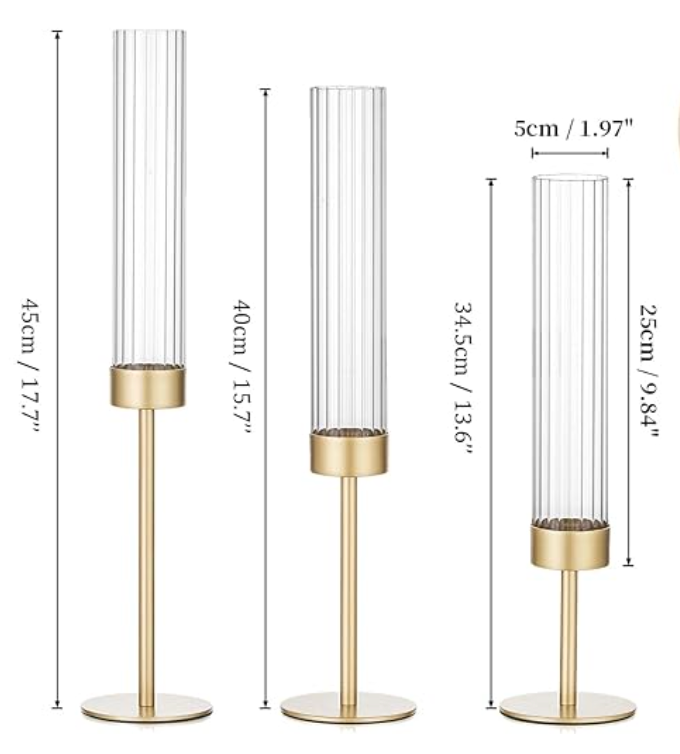 Gold Tapered Candleholders, Set of 6