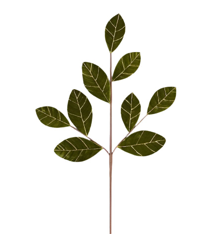 26.5"L Velvet Leaf Spray Moss Green w/ Gold