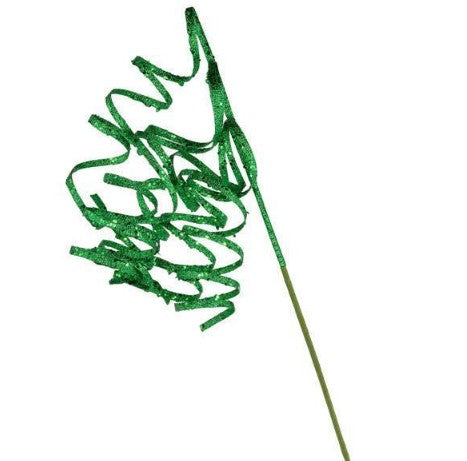 31" Curly Glitter Ribbon Pick, Green