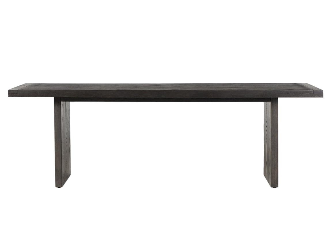 Dark wooden dining table on a white background