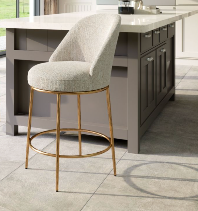 Hadley Swivel Counter Stool, Beige & Gold