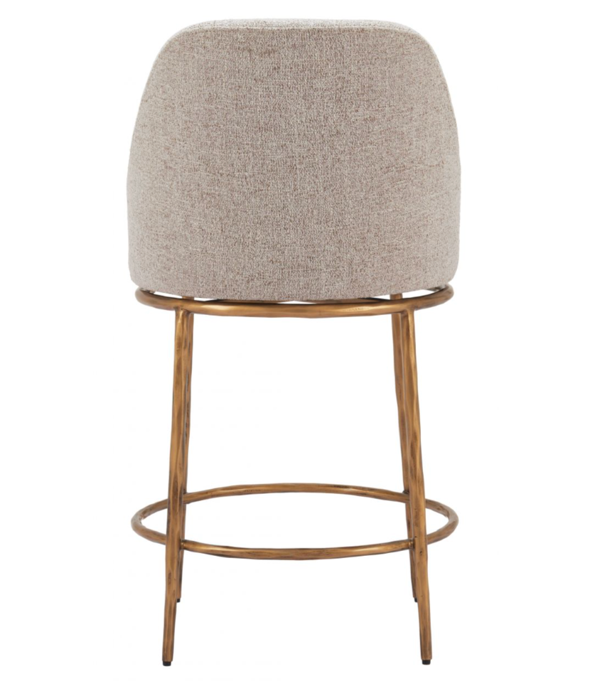 Hadley Swivel Counter Stool, Beige & Gold