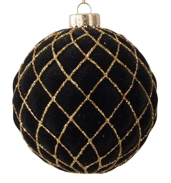 Assorted Black & Gold Velvet Ornaments (3 Styles)