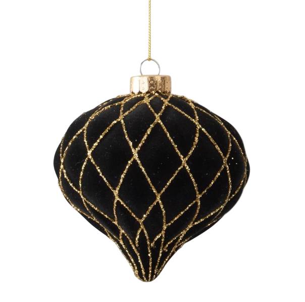 Assorted Black & Gold Velvet Ornaments (3 Styles)