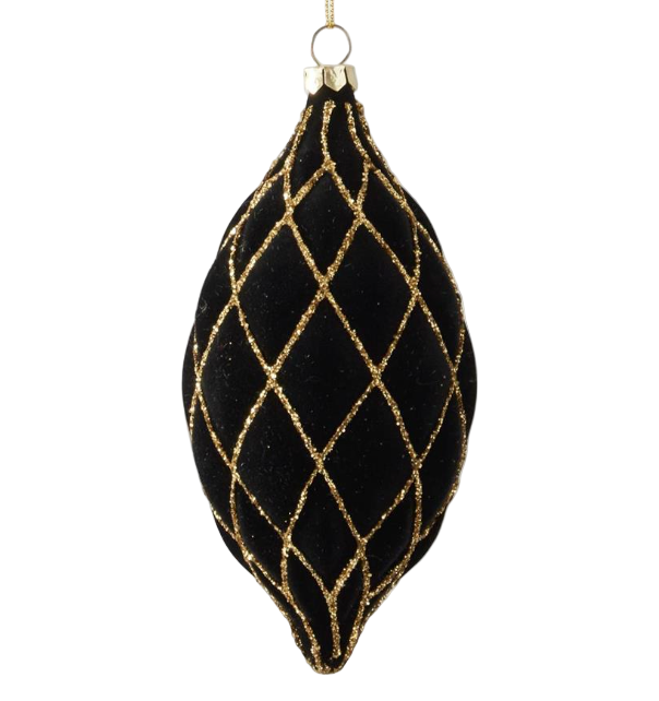 Assorted Black & Gold Velvet Ornaments (3 Styles)