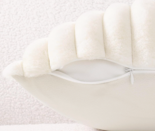 Fluffy Striped Pillow, Cream