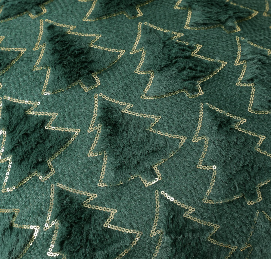 Christmas Tree Pillow, Green w/ Gold
