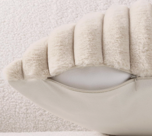 Fluffy Striped Pillow, Apricot