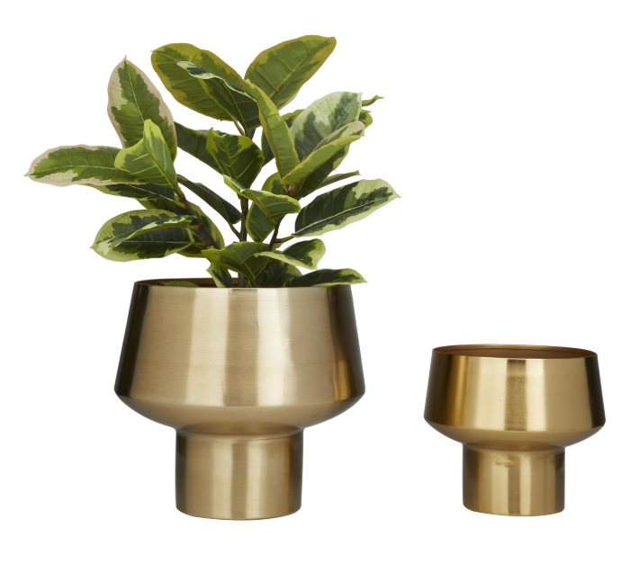 Gold Metal Tapered Planter with Base (Various Sizes)