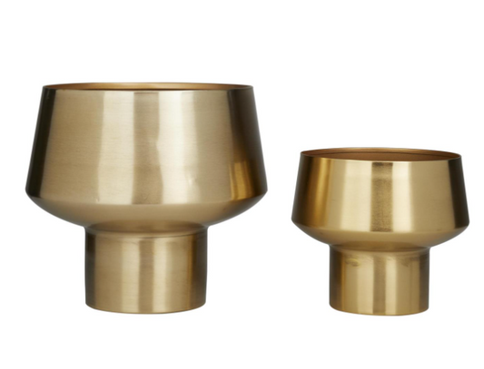 Gold Metal Tapered Planter with Base (Various Sizes)