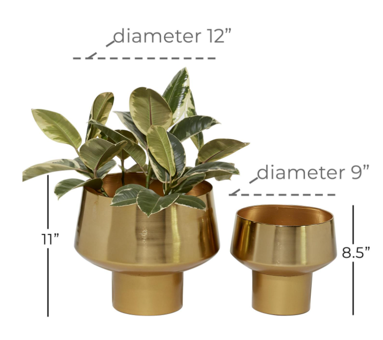 Gold Metal Tapered Planter with Base (Various Sizes)