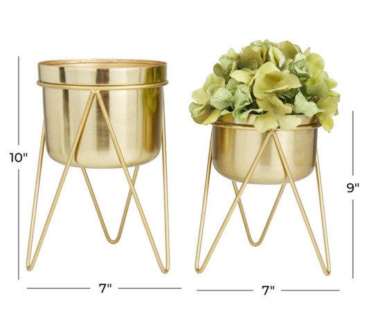Smooth Gold Metal Planters (Various Sizes)