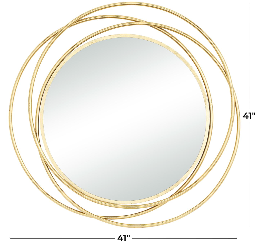 Gold Metal Mirror with Overlapping Circles