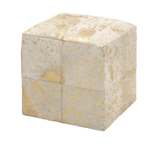 Gold Leather Glam Ottoman