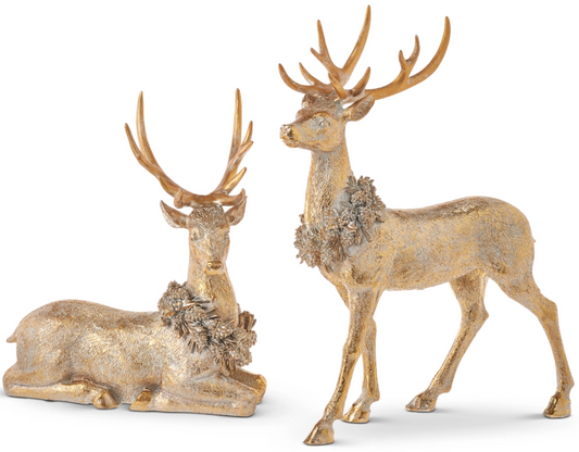 16" Gold Deer with Wreath (Various Styles)