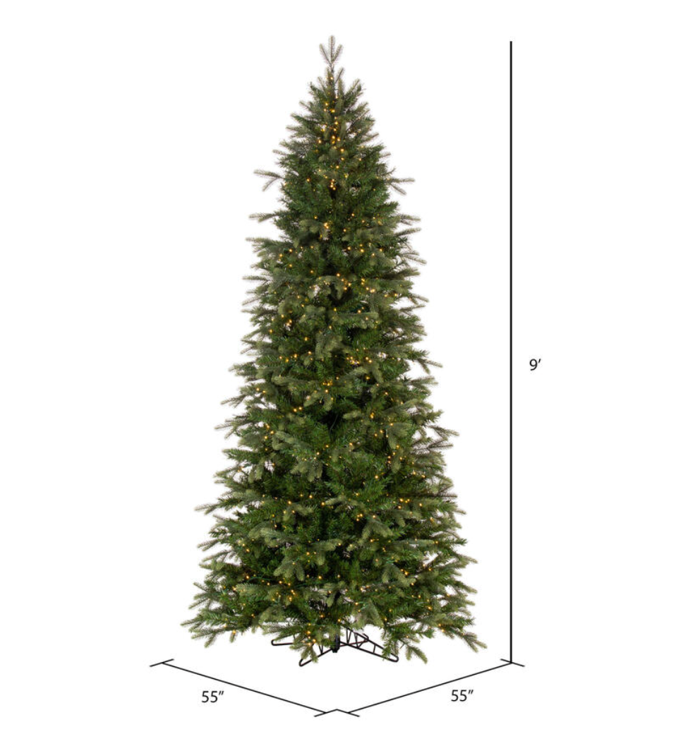 9' Douglas Fir Artificial Slim Christmas Tree, Warm White