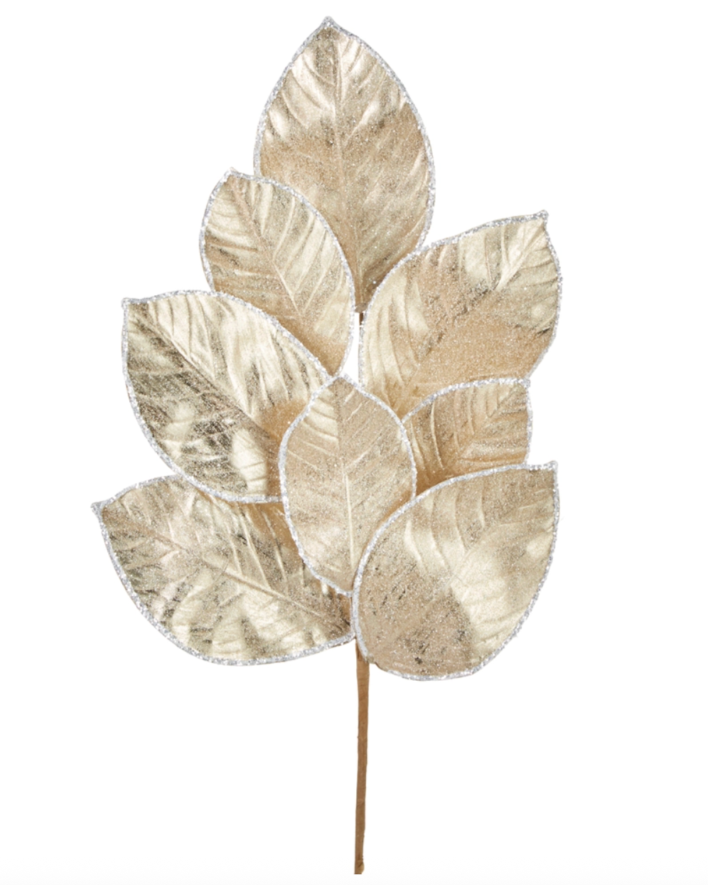 27" Champagne Glittered Magnolia Leaf Spray