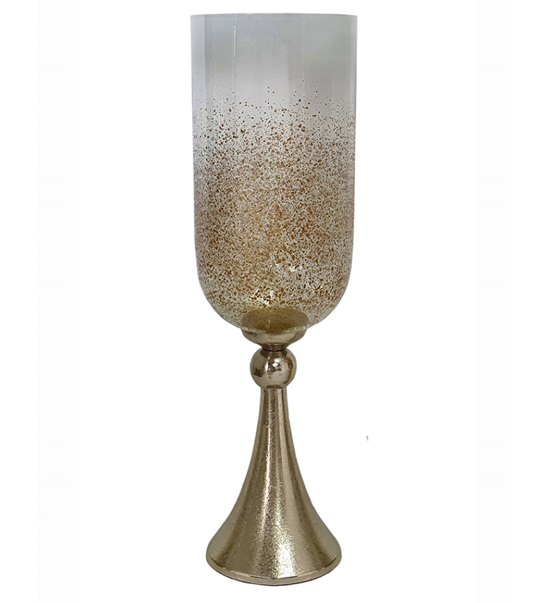 Gold Glass Vase with Aluminum Base, Large