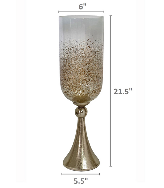 Gold Glass Vase with Aluminum Base, Large