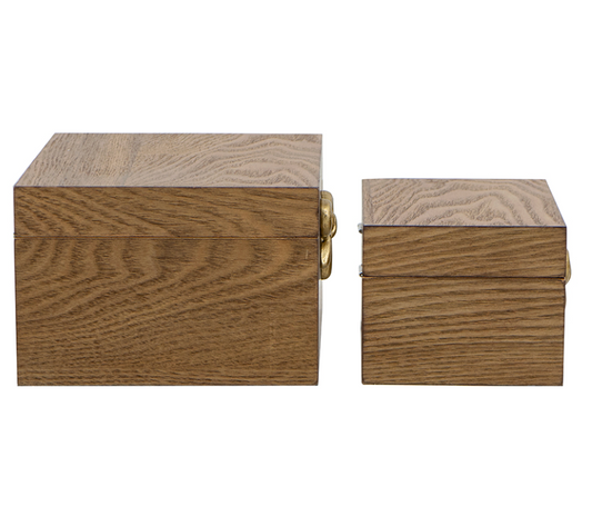 Decorative Wood Boxes w/ Gold Bow Handle, Set of 2