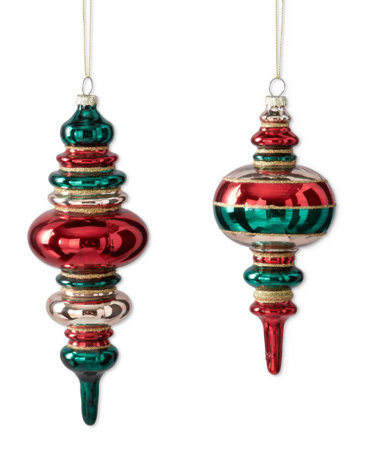 Red Gold Green Glass Finial Ornaments (Various Styles)