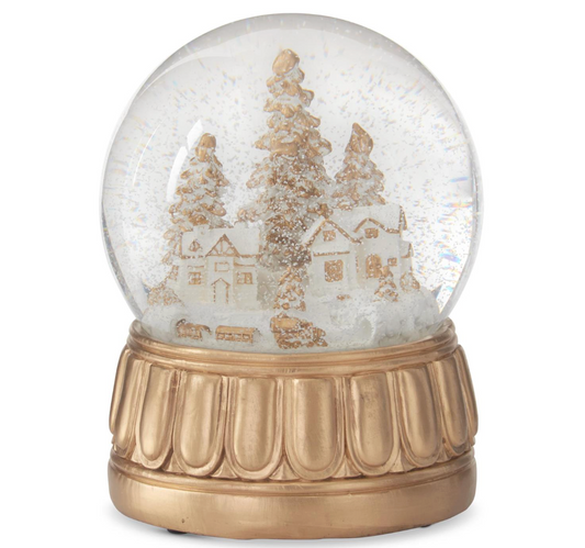 7.75" Gold Winter Scene Musical Snow Globe