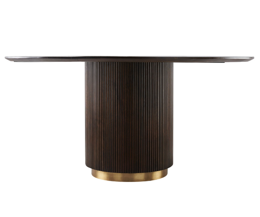 Nadia 60" Round Dining Table, Dark Brown