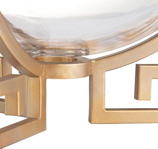 Classic Glass Bowl w/ Greek Key Base