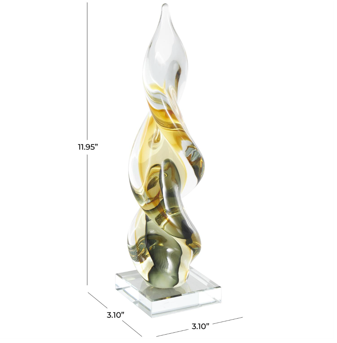 Green Glass Abstract Decorative Sculpture