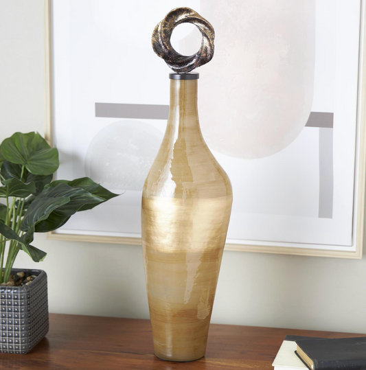Glass Ombre Decorative Jar with Bronze Ring Top (Various Styles)