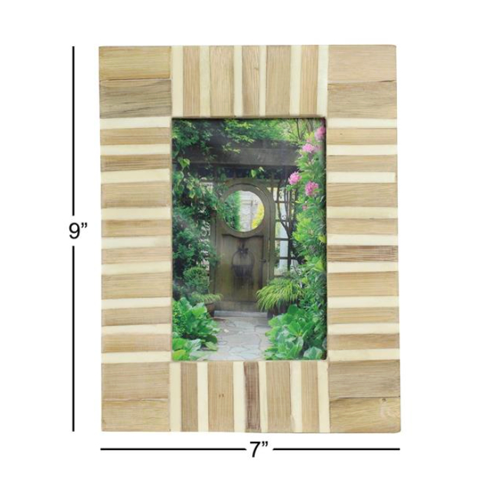 Natural and White Striped Photo Frame