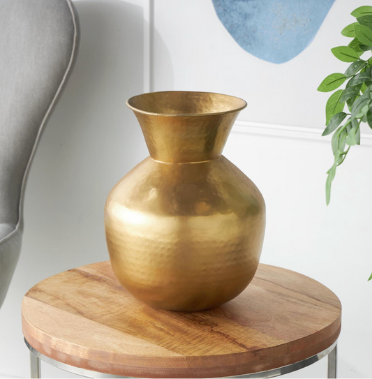 Gold Hammered Metal Vase