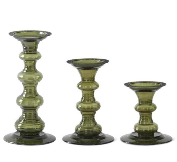 S/3 Olive Grove Pillar Candleholders