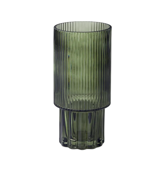 Green Lined Pressed Glass Vase (Various Sizes)