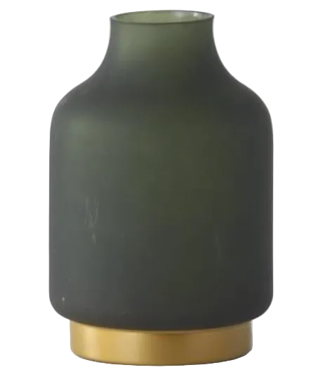 Frosted Green Glass Containers w/ Gold Base (Various Styles)