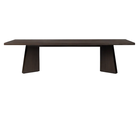 Dark brown wooden table on a white background