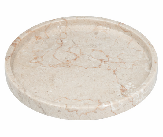 Cream Marble Decorative Plate w/ Raised Trim
