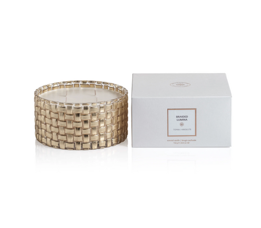 Tonka Absolute Gold Braided Candle Jar, 4 Wick