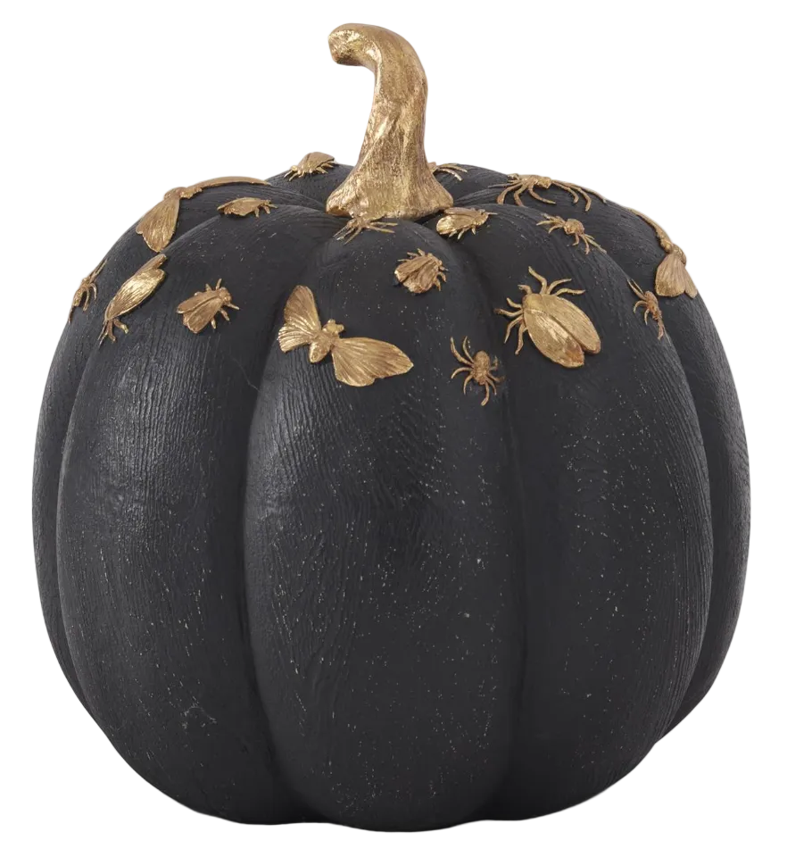Woodgrain Pumpkin w/ Gold Insects