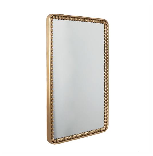 Gold Beaded Rectangle Wall Mirror