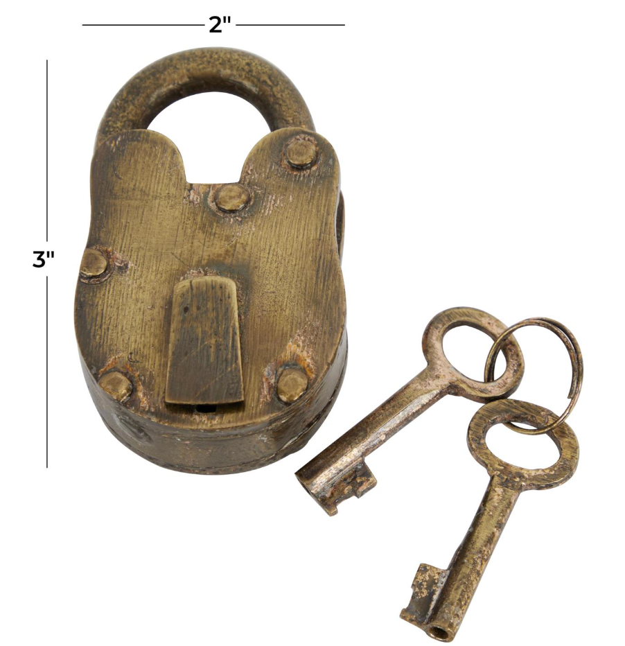 Brass Metal Lock & Key, Small