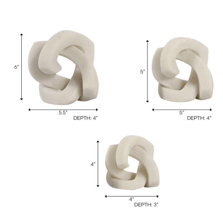 Peyton White Knots, Set of 3