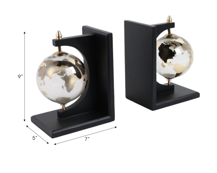 Atlas Globe Bookends, Set of 2