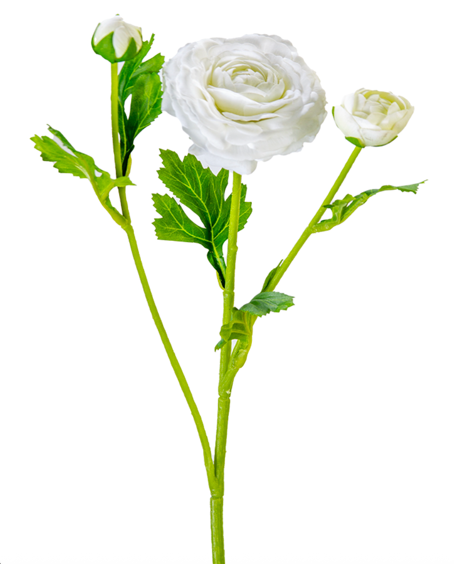 19" Real Touch Ranunculus Spray, White