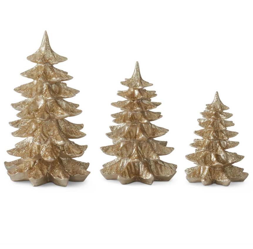 Gold Glittered Resin Christmas Trees (Various Sizes)