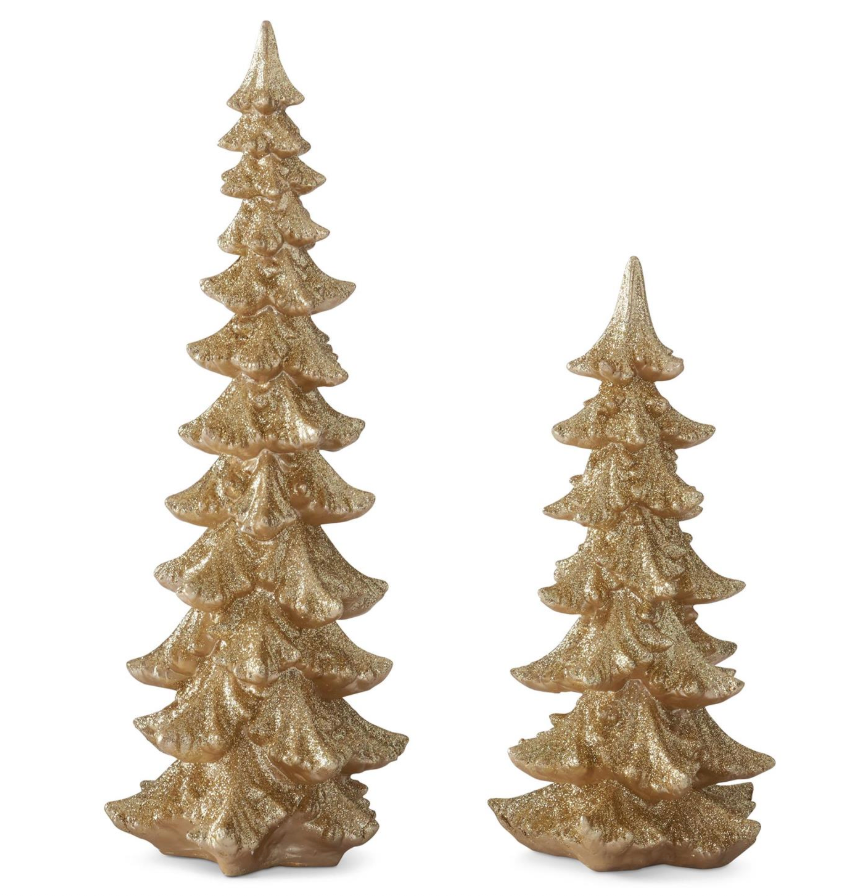 Gold Glitter Resin Christmas Trees (Various Sizes)