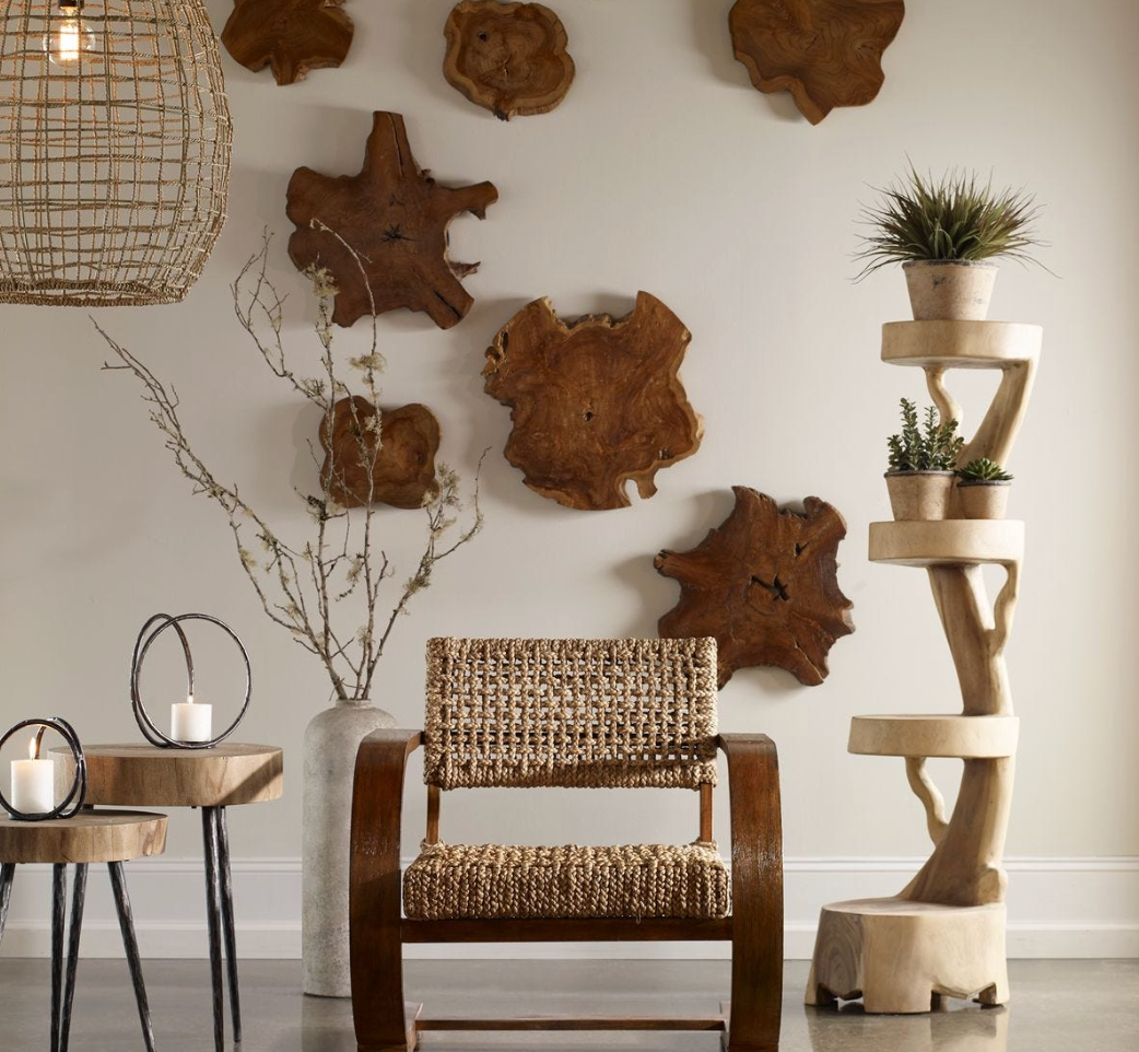 Kalani Natural Indoor-Outdoor Wood Wall Decor (Set of 3)